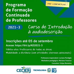 Inscrições para o Programa de Formação Continuada de Professores da Fundação Cecierj terminam no próximo domingo, 5/09