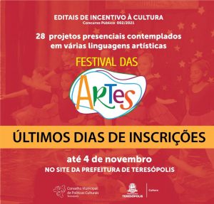 Inscrições para o Festival das Artes de Teresópolis terminam dia 4 de novembro