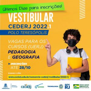 Vestibular Cederj 2022.1 - Inscrições terminam no próximo dia 28