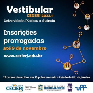 Vestibular Cederj 2022.1 -  Inscrições prorrogadas até dia 9 de novembro