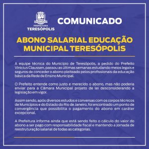 Comunicado - Abono salarial educação Municipal de Teresópolis