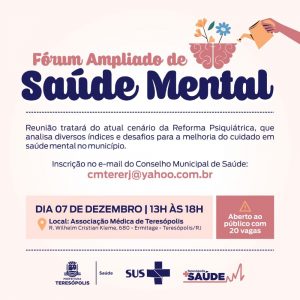 Saúde Mental será tema de fórum em Teresópolis na terça-feira, 7 de dezembro