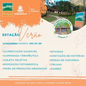Prefeitura celebra a chegada do Verão com programação especial no próximo domingo, 19, no Parque Montanhas de Teresópolis