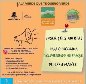 Abertas inscrições para voluntários no Parque Natural Municipal Montanhas de Teresópolis