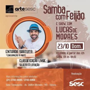 Dia 23 Samba com Feijão e Lucas de Moraes no Sesc Teresópolis