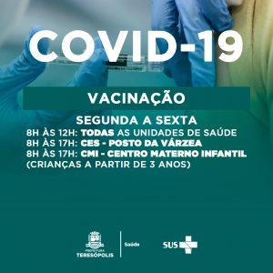 Vacinação e testagem para Covid-19 acontece em todas as unidades de saúde de Teresópolis
