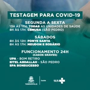 Vacinação e testagem para Covid-19 acontece em todas as unidades de saúde de Teresópolis