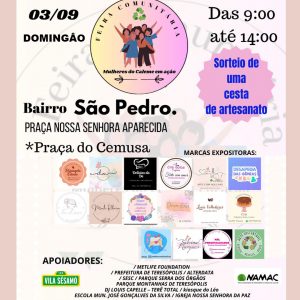 Dia 03-09 tem Feira Mulheres em Ação Itinerante em São Pedro