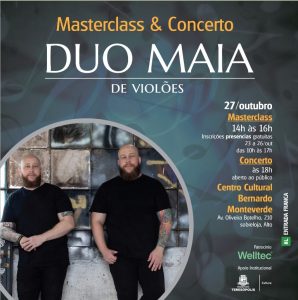 Duo Maia apresenta concerto de violões e masterclass na Escola de Música de Teresópolis