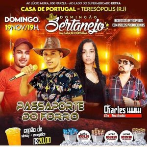 Dia 19-11 Domingão Sertanejo na Casa de Portugal de Teresópolis