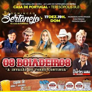 Dia 17-12 Domingão Sertanejo na Casa de Portugal de Teresópolis