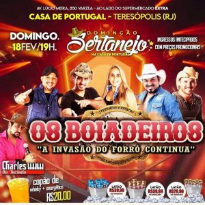Dia 18-02 Domingão Sertanejo na Casa de Portugal de Teresópolis