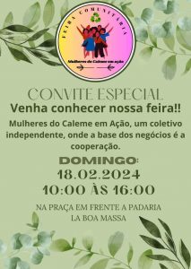 Dia 18-02 Feira comunitária mulheres em ação do Caleme em Teresópolis