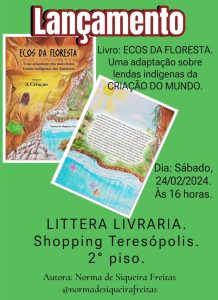 Dia 24-02 Lançamento de livro de Norma de Siqueira em Teresópolis