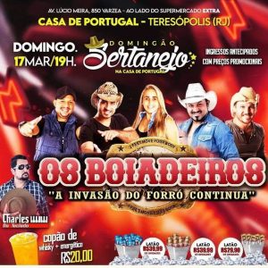 Dia 17-03 Domingão Sertanejo na Casa de Portugal de Teresópolis