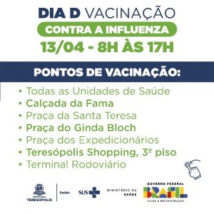 Dia D de vacinação contra a gripe em Teresópolis