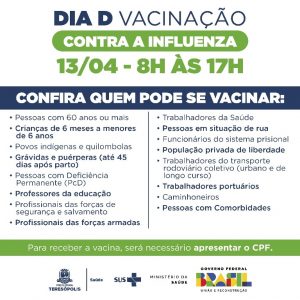 Dia D de vacinação contra a gripe em Teresópolis