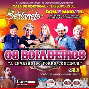 Dia 19-05 Domingão Sertanejo na Casa de Portugal de Teresópolis