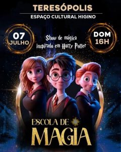 Dia 07-07 show de mágica inspirada em Harry Potter no Espaço Cultural Higino em Teresópolis Dia 07-07 show de mágica inspirada em Harry Potter no Espaço Cultural Higino em Teresópolis