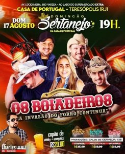 Dia 17-08 Domingão Sertanejo na Casa de Portugal de Teresópolis