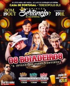 Dia 19-10 Domingão Sertanejo na Casa de Portugal de Teresópolis