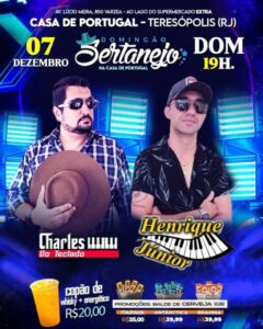 Dia 07-12 Domingão Sertanejo na Casa de Portugal de Teresópolis