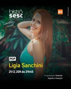 Dia 21-02 Lígia Sanchini no Sesc Bistrô Teresópolis
