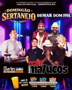 Dia 08-03 Domingão Sertanejo na Casa de Portugal de Teresópolis