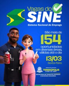 Sine Teresópolis anuncia 154 vagas de emprego até 13 de março