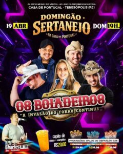 Dia 19-04 Domingão Sertanejo na Casa de Portugal de Teresópolis