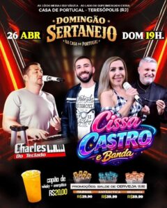 Dia 26-04 Domingão Sertanejo na Casa de Portugal de Teresópolis