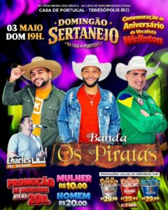 Dia 03-05 Domingão Sertanejo na Casa de Portugal de Teresópolis