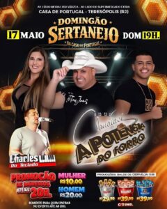 Dia 17-05 Domingão Sertanejo na Casa de Portugal de Teresópolis
