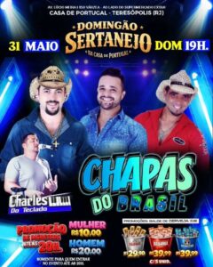 Dia 31-05 Domingão Sertanejo na Casa de Portugal de Teresópolis