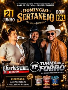 Dia 21-06 Domingão Sertanejo na Casa de Portugal de Teresópolis